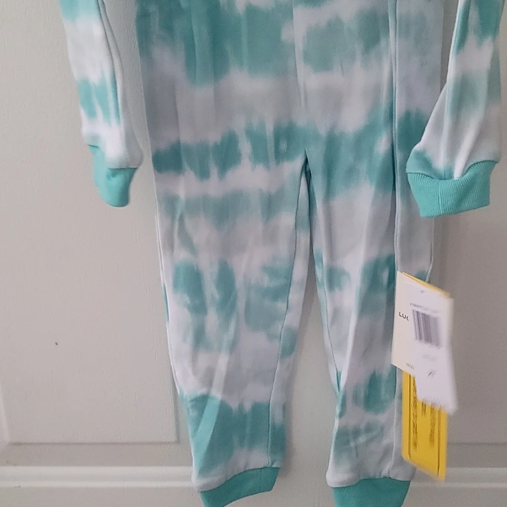 LUCKY BRAND GREEN/WHITE TIE DYE 2 PIECE PJ SET: NWT: SZ 2T